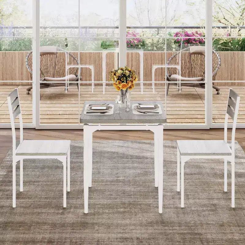 Ensemble table et chaises de salle à manger 2 places, ensemble table et 2 chaises, ensemble table à manger 3 pièces avec pieds de table en spirale pour petits espaces, cuisine, appartement