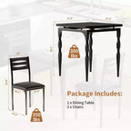 Ensemble table et chaises de salle à manger 2 places, ensemble table et 2 chaises, ensemble table à manger 3 pièces avec pieds de table en spirale pour petits espaces, cuisine, appartement