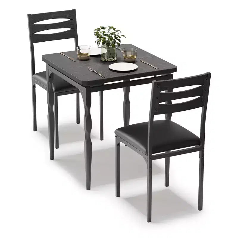 Ensemble table et chaises de salle à manger 2 places, ensemble table et 2 chaises, ensemble table à manger 3 pièces avec pieds de table en spirale pour petits espaces, cuisine, appartement
