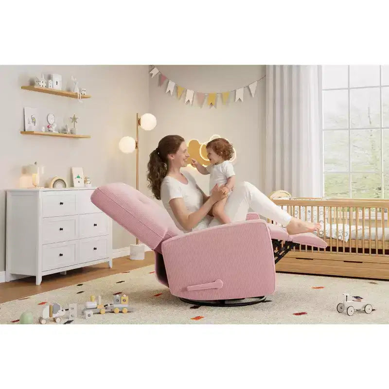 Fauteuil inclinable pivotant à 360° avec mouvement de glisse – Idéal pour chambre d'enfant, salon, chambre à coucher, bureau, fauteuil à bascule pour adultes