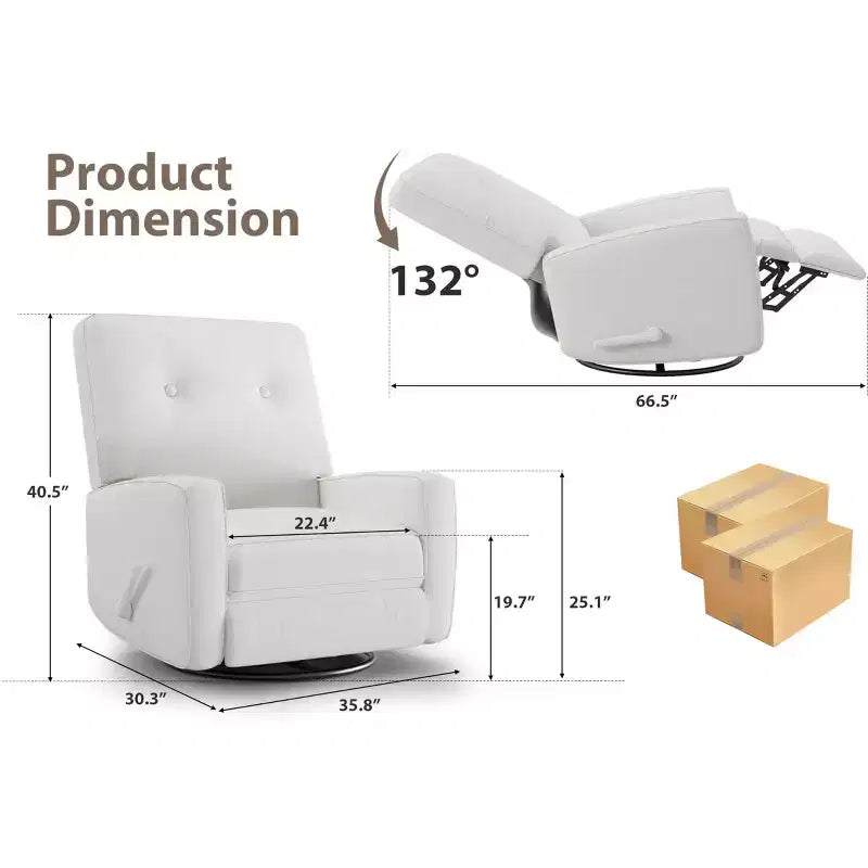 Fauteuil inclinable pivotant à 360° avec mouvement de glisse – Idéal pour chambre d'enfant, salon, chambre à coucher, bureau, fauteuil à bascule pour adultes