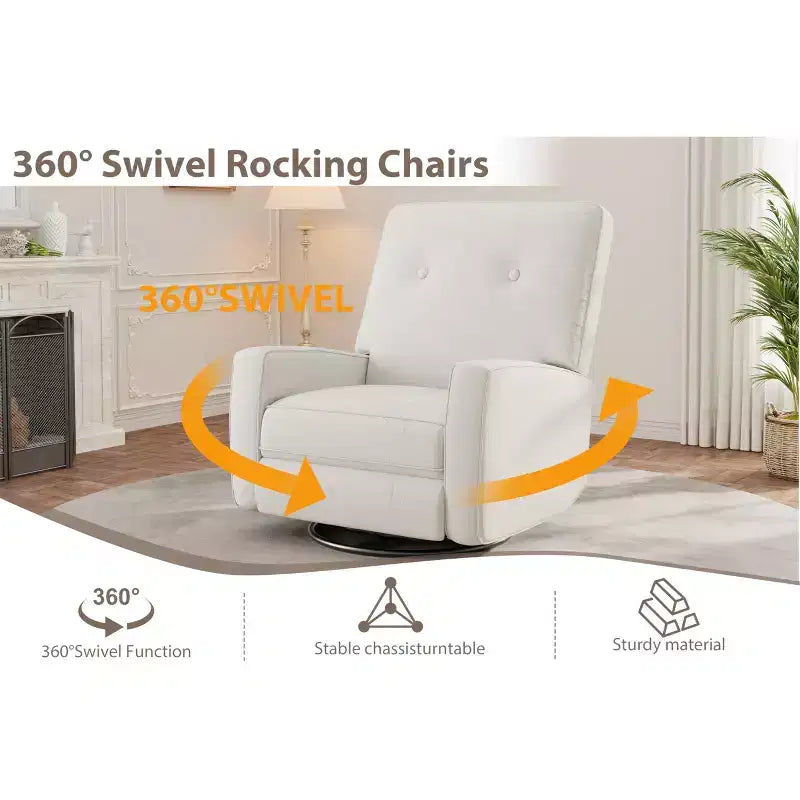 Fauteuil inclinable pivotant à 360° avec mouvement de glisse – Idéal pour chambre d'enfant, salon, chambre à coucher, bureau, fauteuil à bascule pour adultes