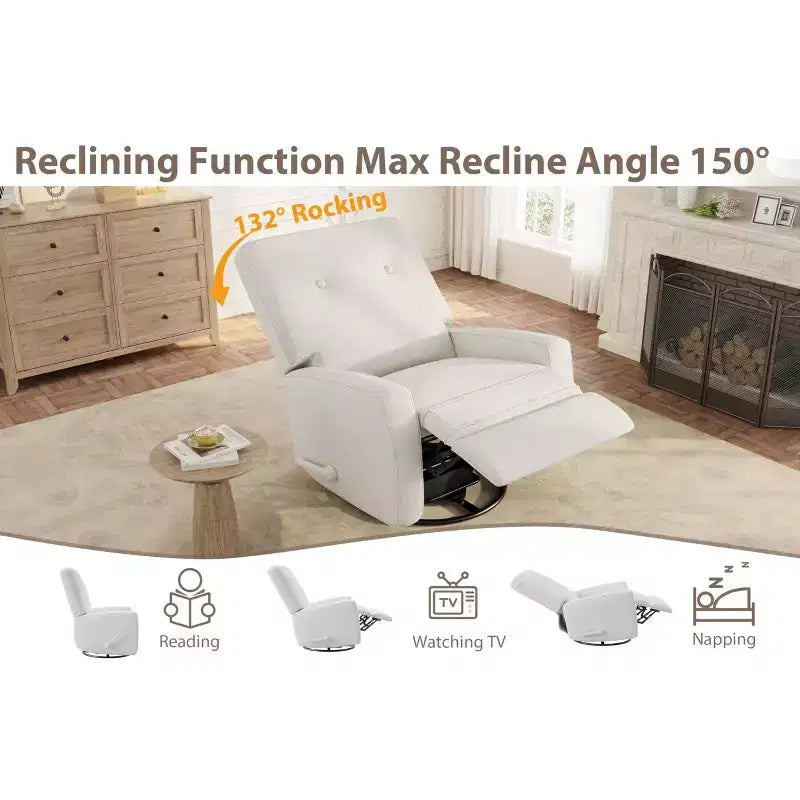 Fauteuil inclinable pivotant à 360° avec mouvement de glisse – Idéal pour chambre d'enfant, salon, chambre à coucher, bureau, fauteuil à bascule pour adultes