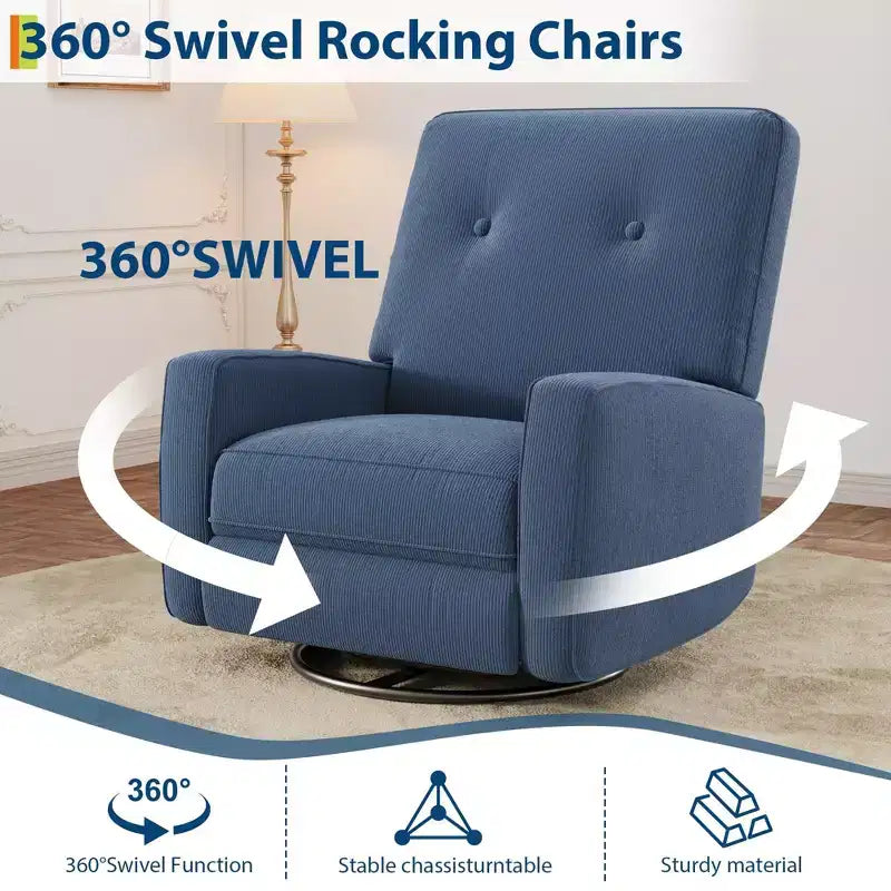 Fauteuil inclinable pivotant à 360° avec mouvement de glisse – Idéal pour chambre d'enfant, salon, chambre à coucher, bureau, fauteuil à bascule pour adultes