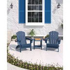 Lot de 2 chaises Adirondack pliantes avec table d'appoint, texture bois HDPE tout temps et porte-gobelet pour terrasse, patio, jardin, noir