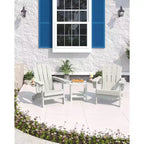 Lot de 2 chaises Adirondack pliantes avec table d'appoint, texture bois HDPE tout temps et porte-gobelet pour terrasse, patio, jardin, noir