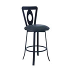 HomeRoots 26 Tabouret de bar pivotant hauteur comptoir en similicuir et fer gris et noir