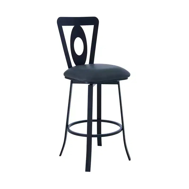 HomeRoots 26 Tabouret de bar pivotant hauteur comptoir en similicuir et fer gris et noir