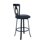 HomeRoots 26 Tabouret de bar pivotant hauteur comptoir en similicuir et fer gris et noir