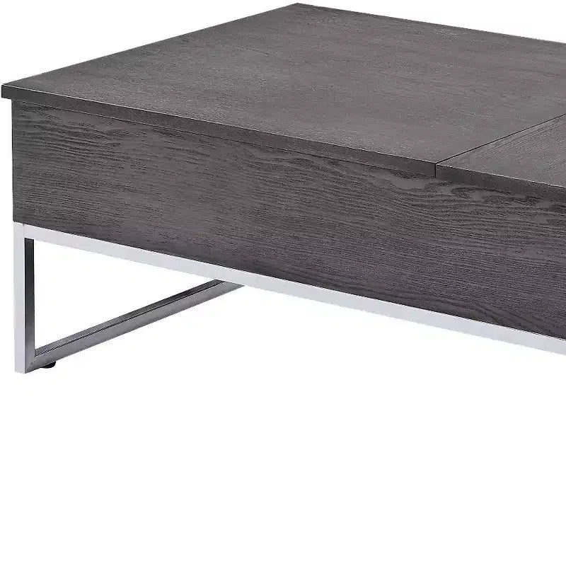 Table basse à plateau relevable HomeRoots 47, en bois gris et argenté