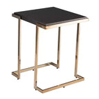 HomeRoots Table d'appoint carrée géométrique en métal noir 24