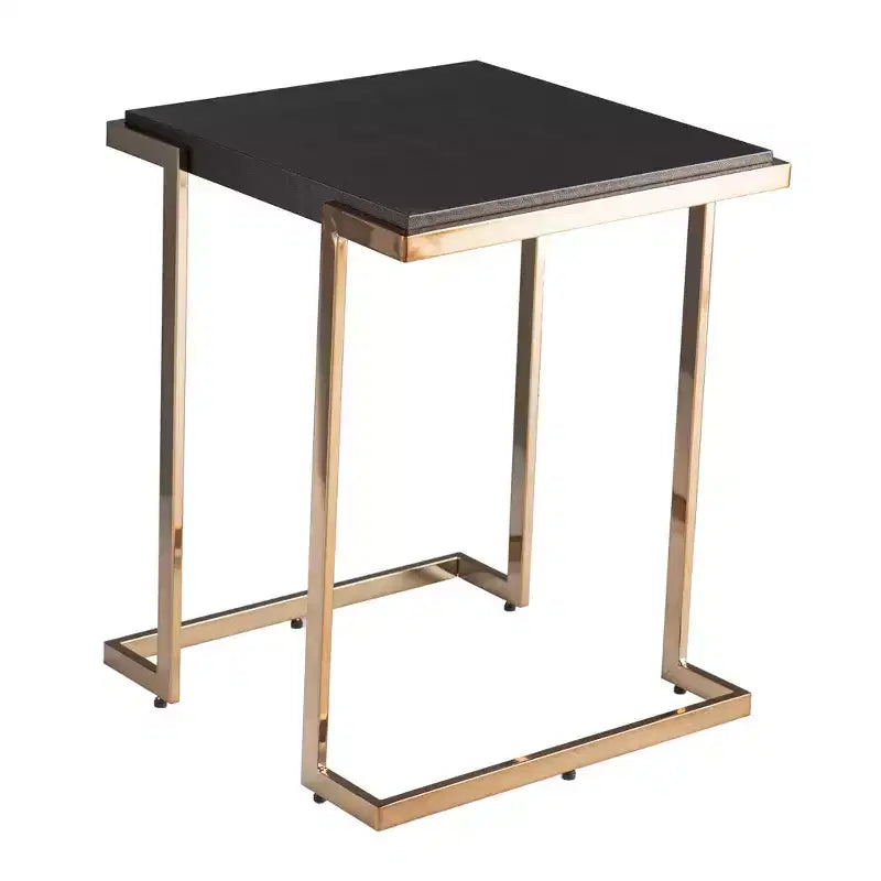 HomeRoots Table d'appoint carrée géométrique en métal noir 24