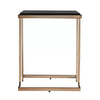 HomeRoots Table d'appoint carrée géométrique en métal noir 24