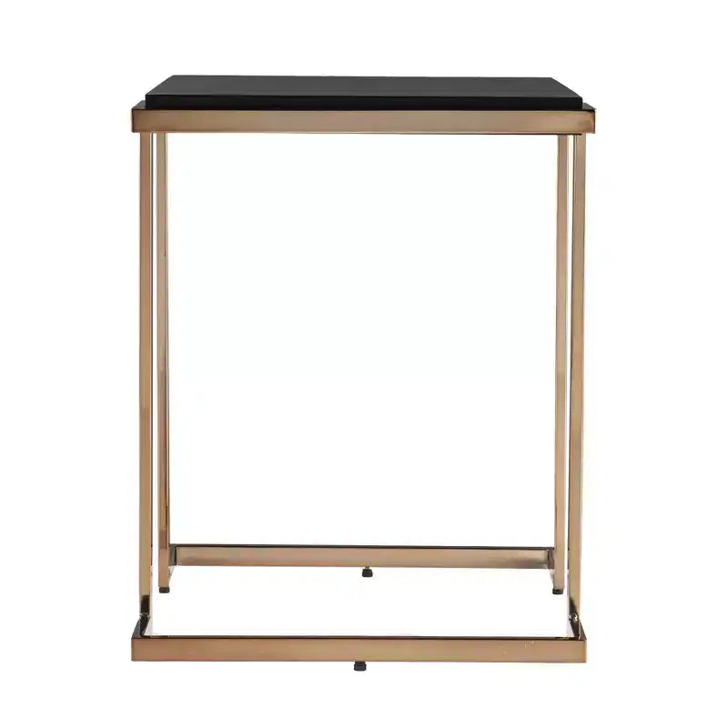HomeRoots Table d'appoint carrée géométrique en métal noir 24