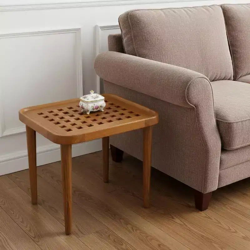 HomeRoots Table d'appoint rectangulaire 18 po en bois massif brun