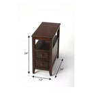 HomeRoots Table d'appoint 24 po en bois manufacturé brun foncé avec deux tiroirs et une étagère