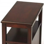 HomeRoots Table d'appoint 24 po en bois manufacturé brun foncé avec deux tiroirs et une étagère