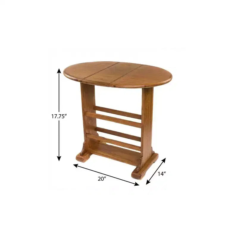HomeRoots 18 Table d'appoint ovale en bois massif marron