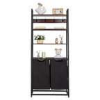 VEVOR 4 Tiers Laundry Sorter, Tall Laundry Hamper with Shelves and Hooks, 2 Section Freestanding Basket Organizer Storage, Black