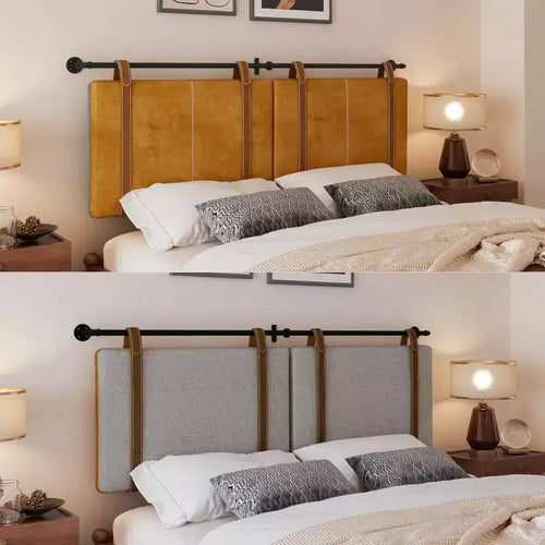 ACOINEL Wall Mounted Upholstered Headboard, Double-Sided & Height Adjustable, Faux Leather Straps Modern Decor