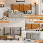 Tête de lit murale rembourrée ACOINEL, réversible et réglable en hauteur, sangles en similicuir style moderne