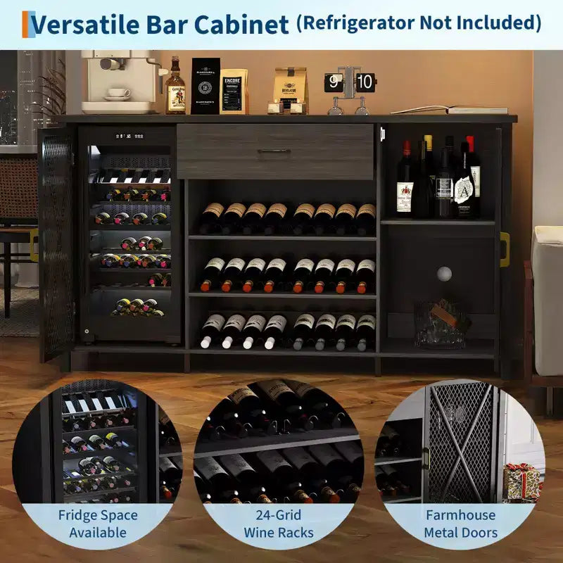 Meuble-bar à café avec rangement, buffet industriel avec tiroir, pour cuisine, salle à manger, salon