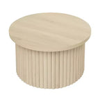 Tables basses rondes cannelées FurnitureR, lot de 2 tables gigognes en bois naturel pour salon ou lounge