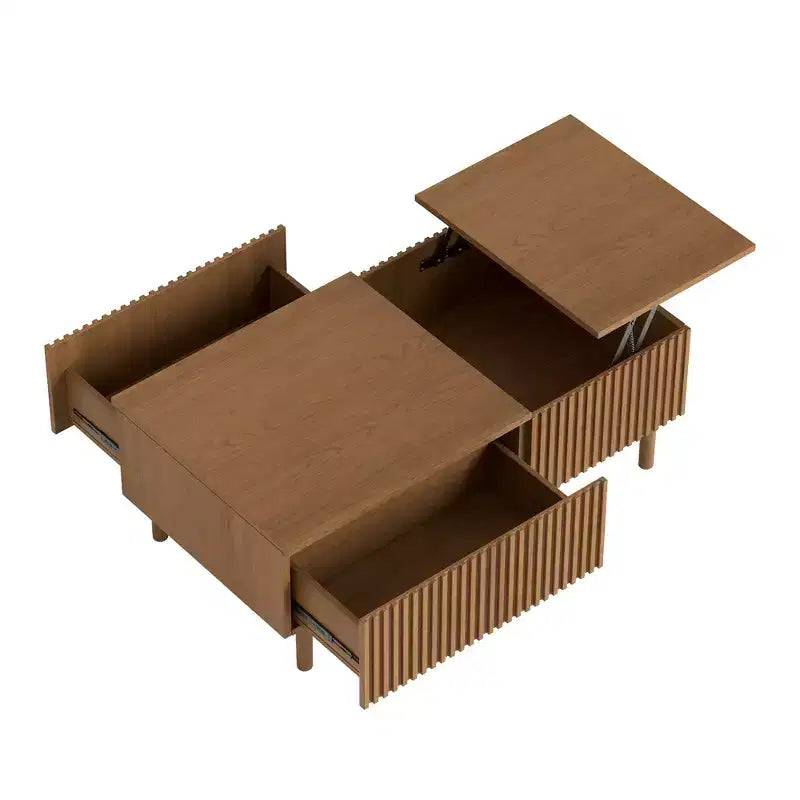 Table basse élévatrice moderne Luck Live 51.1 avec 2 tiroirs de rangement et un compartiment caché