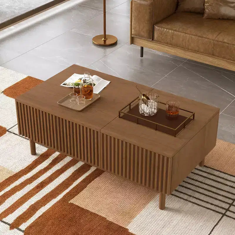 Table basse élévatrice moderne Luck Live 51.1 avec 2 tiroirs de rangement et un compartiment caché