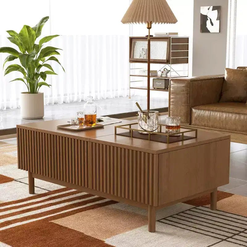 Table basse élévatrice moderne Luck Live 51.1 avec 2 tiroirs de rangement et un compartiment caché