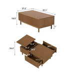 Table basse élévatrice moderne Luck Live 51.1 avec 2 tiroirs de rangement et un compartiment caché