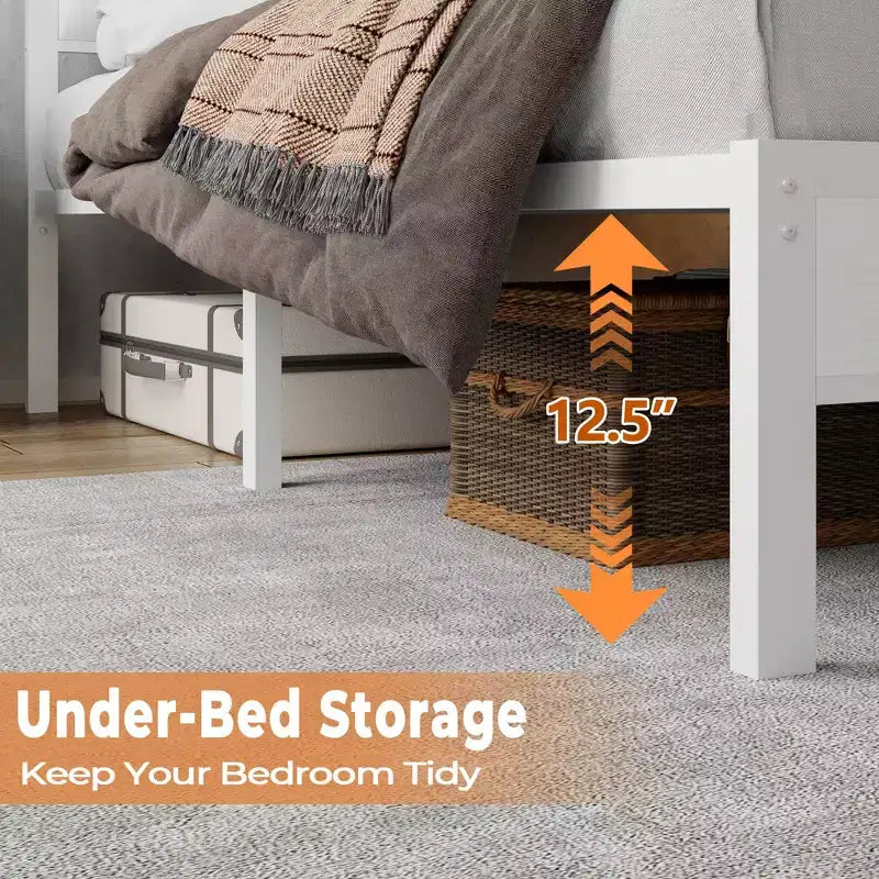 Cadre de lit double moderne blanc avec station de recharge, lumières LED, tête de lit de rangement, lit plateforme rembourré, pas besoin de sommier tapissier, chambre d'adolescent gamer