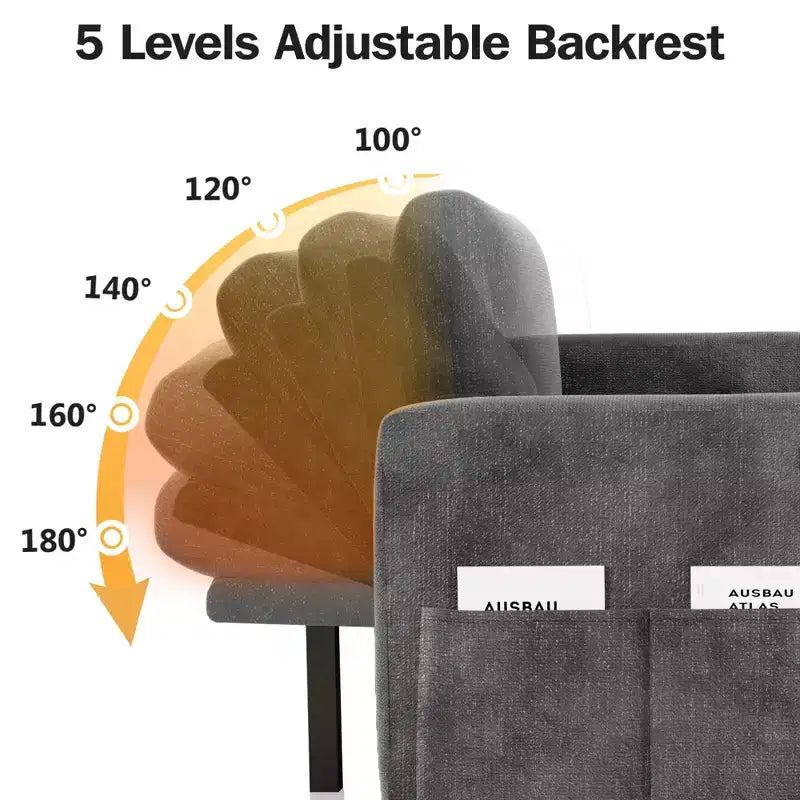 Canapé convertible Dyonery - Canapé-lit 2-en-1 avec rangement et méridienne, canapé sectionnel en chenille avec ports USB, assemblage sans outils