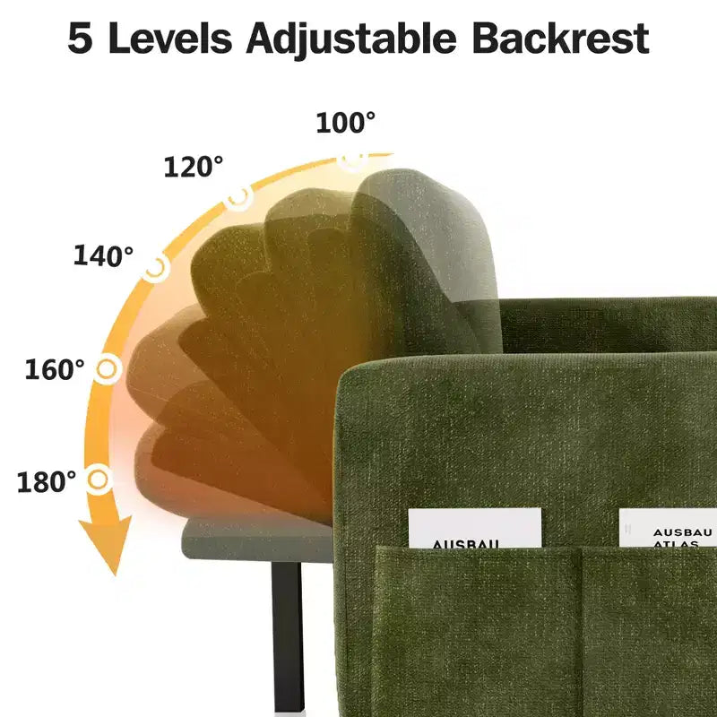 Canapé convertible Dyonery - Canapé-lit 2-en-1 avec rangement et méridienne, canapé sectionnel en chenille avec ports USB, assemblage sans outils