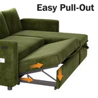 Canapé convertible Dyonery - Canapé-lit 2-en-1 avec rangement et méridienne, canapé sectionnel en chenille avec ports USB, assemblage sans outils