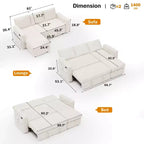 Canapé convertible Dyonery - Canapé-lit 2-en-1 avec rangement et méridienne, canapé sectionnel en chenille avec ports USB, assemblage sans outils