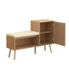 Banc de rangement à chaussures 2-en-1 moderne pour entrée avec meuble en rotin PP, 2 étagères réglables, coussin amovible pour petits espaces-Panipeachy