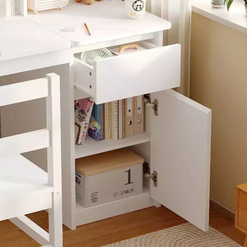 Ensemble bureau et chaise pour enfants Famapy en bois massif : Plateau inclinable réglable + Armoire intégrée + Lampe à pince – Station d'étude ergonomique pour enfants
