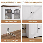 71 armoire de garde-manger avec station de chargement, grande armoire de rangement de cuisine avec support pour micro-ondes, buffet de cuisine de style ferme avec tiroirs de rangement