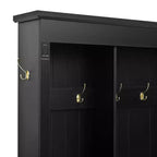Meuble d'entrée GDFStudio Keith Farmhouse élégant avec banc de rangement et armoires, éclairage LED