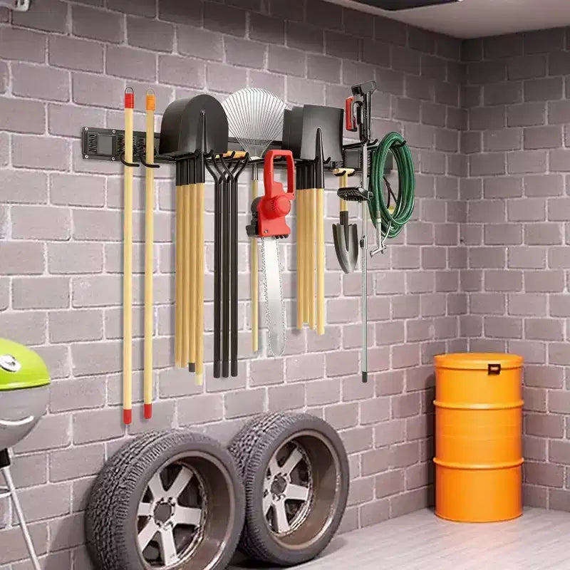 Support mural robuste pour outils de garage 66 - Étagère de rangement réglable avec 12 crochets en métal - Idéal pour garage, sous-sol, cour, cellier