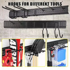 Support mural robuste pour outils de garage 66 - Étagère de rangement réglable avec 12 crochets en métal - Idéal pour garage, sous-sol, cour, cellier