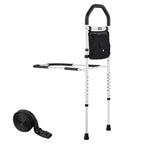 VEVOR Bed Rail for Elderly, Bedside Assist Rails with Supporting Leg and PU Handrail, Adjustable Height Carbon Steel Pipe Bedside Cane, Black+White