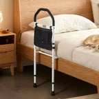 Barre de lit VEVOR pour personnes âgées, barres d'appui de chevet avec pied de support et main courante en PU, canne de chevet en acier au carbone réglable en hauteur, noir + blanc