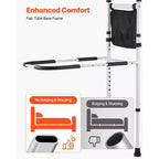 Barre de lit VEVOR pour personnes âgées, barres d'appui de chevet avec pied de support et main courante en PU, canne de chevet en acier au carbone réglable en hauteur, noir + blanc