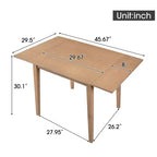 Table de salle à manger extensible 29-45 avec rallonges et pieds en bois d'hévéa