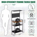 Porte-cannes à pêche pour garage, chariot de rangement roulant pour cannes à pêche avec panneau perforé, support de rangement pour équipement de pêche pouvant contenir jusqu'à 12 cannes, moulinets, boîtes de pêche
