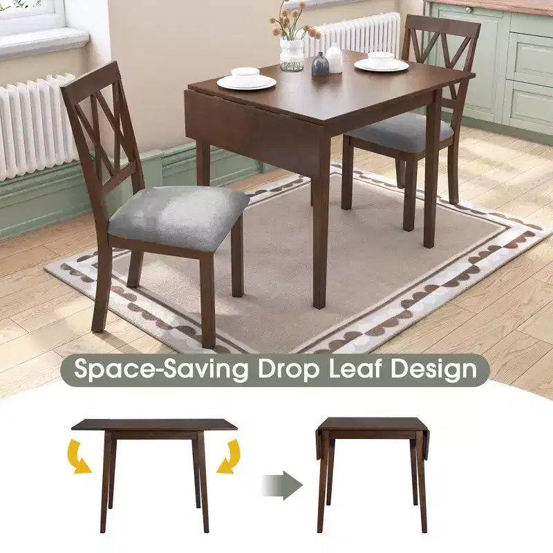 Ensemble table à manger pliable avec 4 chaises rembourrées, design extensible, pour salles à manger compactes