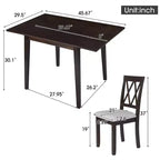 Ensemble table à manger pliable avec 4 chaises rembourrées, design extensible, pour salles à manger compactes
