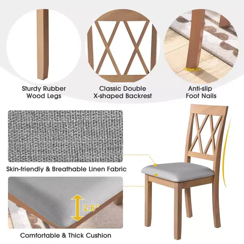 Ensemble table à manger pliable avec 4 chaises rembourrées, design extensible, pour salles à manger compactes
